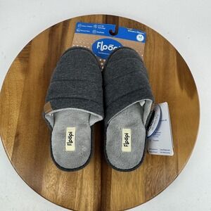 New Womens Floopi Katie Open Back Slip On Gray Casual House Slippers Size M 7-8